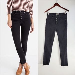 Madewell | High Rise Skinny Jeans With Raw Hem | Black | Size 32 | LIKE NEW